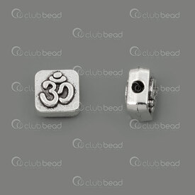 1111-5212-18 - Spirituel Metal Bille Pastille Carre 7x7x4mm Motif Om Trou 1.5mm Naturel 30pcs 1111-5212-18,Carre,montreal, quebec, canada, beads, wholesale