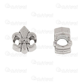 1111-5240-WH - Metal bead Fleur de Lys 12x10x8mm Hole 5mm Nickel 20pcs 1111-5240-WH,Clearance by Category,Metal,montreal, quebec, canada, beads, wholesale
