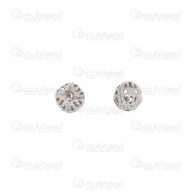 1111-5248-08 - Brass Metal bead round 8mm hollow fancy design nickel 100pcs 1111-5248-08,Beads,montreal, quebec, canada, beads, wholesale