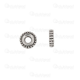 1111-5250-04 - Metal fancy spacer 6x6x1mm Round with Dot Nickel 100pcs 1111-5250-04,Beads,Metal,Others,montreal, quebec, canada, beads, wholesale
