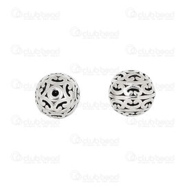 1111-5270-WH - Metal Bead Round 11mm Fancy Flower Design Hollow 1.5mm hole Nickel 10pcs 1111-5270-WH,Beads,montreal, quebec, canada, beads, wholesale