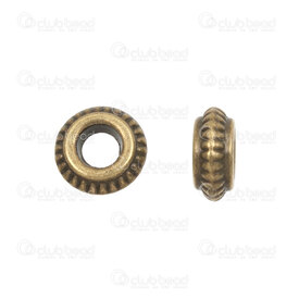 1111-5274-OXBR - Metal Bead Spacer Round 3x7mm Antique Brass Edge with Dots 2.5mm Hole 50pcs 1111-5274-OXBR,W*,montreal, quebec, canada, beads, wholesale