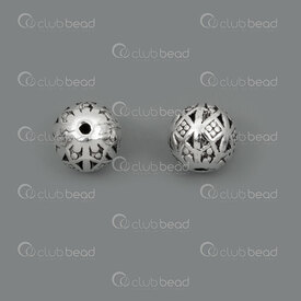 1111-5275-08 - Metal Bille Rond 8mm Motif Diamant Fantaisie Trou 1mm Naturel 20pcs 1111-5275-08,Billes,Métal,Autres,montreal, quebec, canada, beads, wholesale