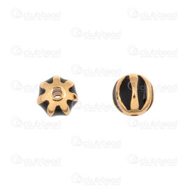 1111-5280-06BGL - Brass Metal Bead Round 6mm Lined Design 1mm hole Black-Gold 20pcs !LIMITED QUANTITY! 1111-5280-06BGL,Beads,Metal,Brass,montreal, quebec, canada, beads, wholesale