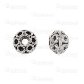 1111-5282-WH - Metal Bead Round 4x5.5mm Circle Design 1.5mm Hole Natural 70pcs 1111-5282-WH,cercle,montreal, quebec, canada, beads, wholesale