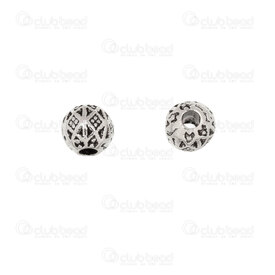 1111-5292 - Metal Bille Rond 4mm Motif Fantaisie Trou 1.2mm Naturel 100pcs 1111-5292,Billes,Métal,Autres,montreal, quebec, canada, beads, wholesale