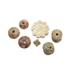 1112-0000 - DISC Semi-precious Stone Bead Soap Stone Mix (App. 80g) India 1112-0000,montreal, quebec, canada, beads, wholesale