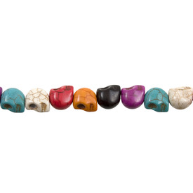 *1112-0010 - Semi-precious Stone Bead Skull 10X12MM Mix 16'' String *1112-0010,montreal, quebec, canada, beads, wholesale