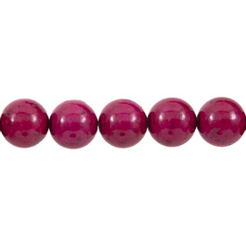 1112-0020-02 - Semi-precious Stone Bead Fossil Round 4MM Fuchsia 16'' String 1112-0020-02,montreal, quebec, canada, beads, wholesale