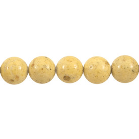 1112-0020-06 - Semi-precious Stone Bead Fossil Round 4MM Yellow 16'' String 1112-0020-06,montreal, quebec, canada, beads, wholesale