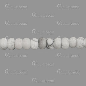 1112-0070-02 - Semi precious stone Bead Rondelle 8x5.5mm White Howlite 16'' string 1112-0070-02,montreal, quebec, canada, beads, wholesale