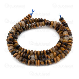 1112-0071-02 - Semi precious stone Bead Rondelle 4.5x2.5mm Tiger Eye 0.8mm hole (approx.130pcs) 16'' string 1112-0071-02,Beads,Stones,montreal, quebec, canada, beads, wholesale