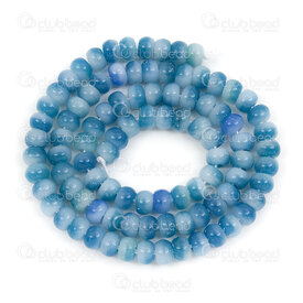 1112-0072-22 - Bille Pierre Naturelle Rondelle 4x6mm Jade Bleu-Blanc Teint Trou 1mm (approx.80pcs) Corde 15.5 pouce 1112-0072-22,jade,montreal, quebec, canada, beads, wholesale