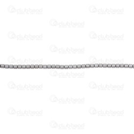 1112-0107-02MWH - Semi-precious Stone Bead Cylinder 2x2mm Hematite 0.5mm Hole Matte Nickel 15.5''string 1112-0107-02MWH,montreal, quebec, canada, beads, wholesale