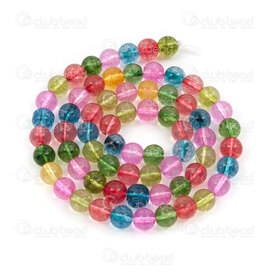 1112-0107-MIX-6mm - Natural Semi Precious Stone Bead Cracked Crystal Mix Color Round 6mm 0.8mm hole 15in String 1112-0107-MIX-6mm,bille cristal 8mm,montreal, quebec, canada, beads, wholesale