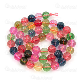 1112-0107-MIX-8mm - Natural Semi Precious Stone Bead Cracked Crystal Mix Color Round 8mm 0.8mm hole 15in String 1112-0107-MIX-8mm,bille cristal 8mm,montreal, quebec, canada, beads, wholesale