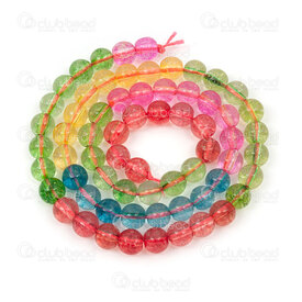 1112-0107-MIX2-6mm - Natural Semi Precious Stone Bead Cracked Crystal Mix Color Round 6mm 0.8mm hole 15in String 1112-0107-MIX2-6mm,bille cristal 8mm,montreal, quebec, canada, beads, wholesale