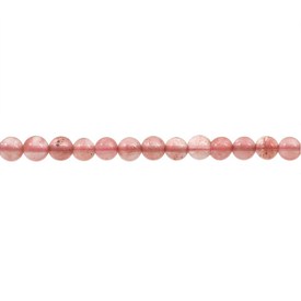 1112-0638-4MM - Bille de Pierre Fine Naturelle Quartz Cerise Rond 4mm Trou 0.5mm Corde de 15po 1112-0638-4MM,quartz mat,15.5'' String,Bille,Naturel,Pierre Fine,4mm,Rond,Rond,Chine,15.5'' String,Quartz Cerise,montreal, quebec, canada, beads, wholesale