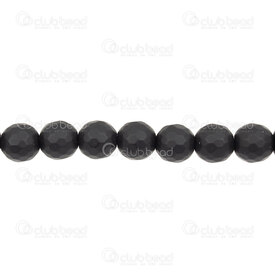 1112-0641-F-10mm - Natural Semi Precious Stone Bead Faceted Black Onyx Matt Round 10mm 1mm Hole 15.5" String 1112-0641-F-10mm,1112-0,montreal, quebec, canada, beads, wholesale