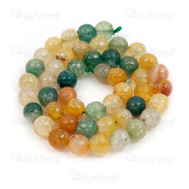 1112-0646F-8mm - Natural Semi Precious Stone Bead Faceted Cracked Agate Yellow-Green Dyed Round 8mm 0.8mm Hole 15in String 1112-0646F-8mm,Facette vert,montreal, quebec, canada, beads, wholesale