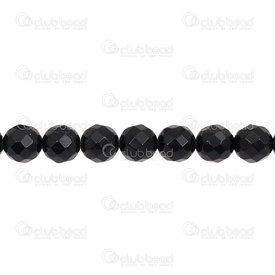 1112-0654-F-10mm - Natural Semi Precious Stone Bead Faceted Black Onyx Round 10mm 1mm Hole 15.5" String 1112-0654-F-10mm,Beads,Stones,Black stones,montreal, quebec, canada, beads, wholesale