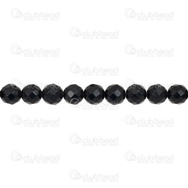 1112-0654-F-8mm - Natural Semi Precious Stone Bead Faceted Black Onyx Round 8mm 0.8mm Hole 15.5" String 1112-0654-F-8mm,pierre noire,montreal, quebec, canada, beads, wholesale