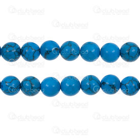 1112-0658-2-10MM - Reconstructed Semi Precious Stone Bead Dark Blue Turquoise Round 10mm 1mm Hole 15.5" String 1112-0658-2-10MM,1112-0658,montreal, quebec, canada, beads, wholesale