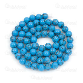 1112-0658-2-6mm - Bille de Pierre Fine Reconstitué Turquoise Bleu Fonce Rond 6mm Trou 0.8mm Corde de 15po 1112-0658-2-6mm,Pierre turquoise bleu,montreal, quebec, canada, beads, wholesale