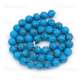 1112-0658-2-8mm - Reconstructed Semi Precious Stone Bead Dark Blue Turquoise Round 8mm 0.8mm Hole 15in String 1112-0658-2-8mm,Pierre turquoise bleu,montreal, quebec, canada, beads, wholesale