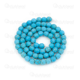 1112-0658-F-6mm - Reconstructed Semi Precious Stone Bead Faceted Blue Turquoise Calibrated Round 6mm 0.8mm Hole 15.5" String 1112-0658-F-6mm,Semi Precious Stone Bead round,montreal, quebec, canada, beads, wholesale