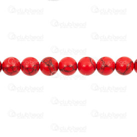 1112-0663-10mm - Bille de Pierre Fine Reconstitué Turquoise Rouge Rond 10mm Trou 1mm Corde de 15.5 Pouces 1112-0663-10mm,Turquoise rouge,montreal, quebec, canada, beads, wholesale