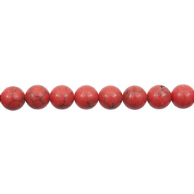 1112-0663-6MM - Bille de Pierre Fine Reconstitué Turquoise Rouge Rond 6mm Trou 0.8mm Corde de 15.5 Pouces 1112-0663-6MM,Billes,6mm,15.5'' String,Bille,Naturel,Pierre Fine,6mm,Rond,Rond,Rouge,Chine,15.5'' String,Reconstitued Red Turquoise,montreal, quebec, canada, beads, wholesale
