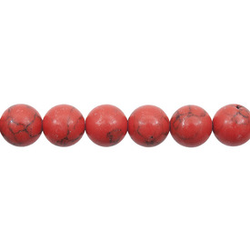 1112-0663-8MM - Reconstructed Semi Precious Stone Bead Red Turquoise Round 8mm 0.8mm Hole 15.5" String 1112-0663-8MM,bille  turquoise,Semi-precious Stone,Bead,Natural,Semi-precious Stone,8MM,Round,Round,Red,China,15.5'' String,Reconstitued Red Turquoise,montreal, quebec, canada, beads, wholesale