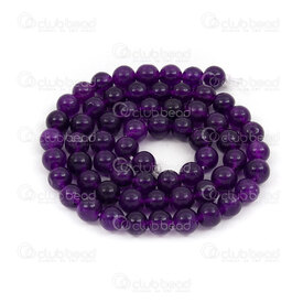 1112-0668-6mm - Natural Semi Precious Stone Bead Agate Purple Round 6mm 0.8mm Hole 15in String 1112-0668-6mm,8mm pierre mauve,montreal, quebec, canada, beads, wholesale
