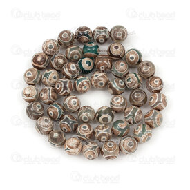 1112-0673-2-8mm - Bille de Pierre Fine Naturelle Prestige Agate Tibetaine Vert Rond 8mm Trou 1mm Corde 14po 1112-0673-2-8mm,bille,montreal, quebec, canada, beads, wholesale