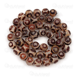 1112-0673-8mm - Natural Semi Precious Stone Bead Prestige Red Tibetan Agate Round 8mm 1mm hole 14in String 1112-0673-8mm,1112-06,montreal, quebec, canada, beads, wholesale