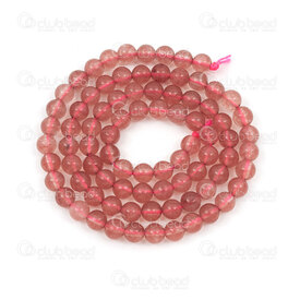 1112-0675-4mm - Natural Semi Precious Stone Bead Strawberry Chalcedony Dyed Calibrated Round 4mm 0.5mm Hole 15in String 1112-0675-4mm,corde,montreal, quebec, canada, beads, wholesale