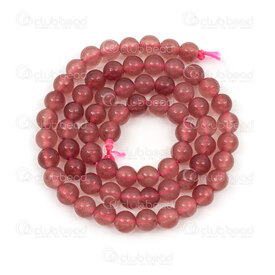1112-0675-6mm - Natural Semi Precious Stone Bead Strawberry Chalcedony Dyed Calibrated Round 6mm 0.8mm Hole 15in String 1112-0675-6mm,1112-06,montreal, quebec, canada, beads, wholesale