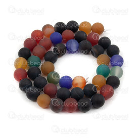 1112-0690-M8mm - Natural Semi Precious Stone Bead Stripped Agate Mix Matt Dyed Round 8mm 0.8mm Hole 15.5" String 1112-0690-M8mm,Beads,Stones,montreal, quebec, canada, beads, wholesale