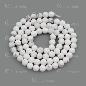 1112-0709-M-4MM - Natural Semi-Precious Stone Bead Prestige Round 4mm Matt Howlite 0.5mm Hole 15in String (app88pcs) Mexico 1112-0709-M-4MM,Beads,montreal, quebec, canada, beads, wholesale