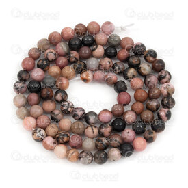 1112-0714-4MM - Natural Semi-Precious Stone Bead Prestige Round 4mm Rhodonite 0.5mm Hole 15in String (app90pcs) 1112-0714-4MM,1.00,Natural Semi-Precious Stone,Pink,Bead,Prestige,Natural,Natural Semi-Precious Stone,4mm,Round,Round,Pink,0.5mm Hole,China,15in String (app90pcs),montreal, quebec, canada, beads, wholesale
