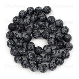 1112-0725-2-8MM - Reconstructed Semi Precious Stone Bead Snow Flakes Obsidian Round 8mm 0.8mm Hole 15.5" String 1112-0725-2-8MM,Obsidienne,montreal, quebec, canada, beads, wholesale
