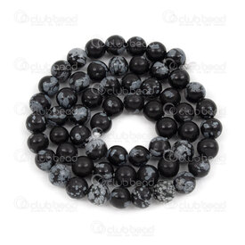 1112-0725-6MM - Natural Semi-Precious Stone Bead Prestige Round 6mm Snowflake Obsidian 0.8mm Hole 15in String (app64pcs) Mexico 1112-0725-6MM,Beads,Natural Semi-Precious Stone,Black,Bead,Prestige,Natural,Natural Semi-Precious Stone,6mm,Round,Round,Black,0.8mm Hole,Mexico,15in String (app64pcs),montreal, quebec, canada, beads, wholesale