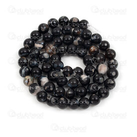 1112-0742-2-6mm - Natural Semi Precious Stone Bead Black Fire Agate Round 6mm 0.8mm Hole 15.5in String 1112-0742-2-6mm,bille de noix,montreal, quebec, canada, beads, wholesale