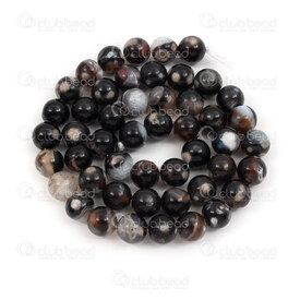1112-0742-2-8mm - Natural Semi Precious Stone Bead Black Fire Agate Round 8mm 0.8mm Hole 15.5in String 1112-0742-2-8mm, String,montreal, quebec, canada, beads, wholesale