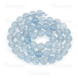 1112-0746-2-8MM - Natural Semi Precious Stone Bead Cracked Crystal Aquamarine Round 8mm 0.8mm hole 15.5" String 1112-0746-2-8MM,bille de cristal,montreal, quebec, canada, beads, wholesale