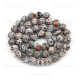 1112-0754-2-8mm - Natural Semi Precious Stone Bead Black Jasper Round 8mm 0.8mm Hole 15.5in String 1112-0754-2-8mm,semi-precious stone,montreal, quebec, canada, beads, wholesale