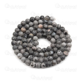 1112-0754-4mm - Natural Semi Precious Stone Bead Black Jasper Round 4mm 0.5mm Hole 15.5" String 1112-0754-4mm,1112-,montreal, quebec, canada, beads, wholesale