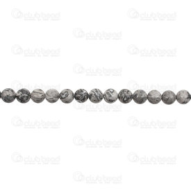 1112-0754-6mm - Natural Semi Precious Stone Bead Black Jasper Round 6mm 0.8mm Hole 15.5" String 1112-0754-6mm,montreal, quebec, canada, beads, wholesale