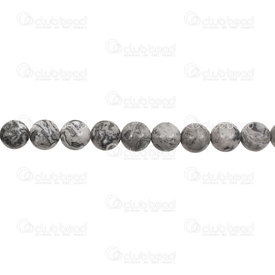 1112-0754-8mm - Bille de Pierre Fine Naturelle Jaspe Noir Rond 8mm Trou 0.8mm Corde de 15po 1112-0754-8mm,montreal, quebec, canada, beads, wholesale